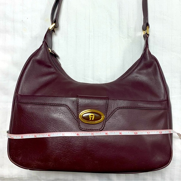🆕 Etienne Aigner Vintage Leather Burgundy Shoulder Bag Handbag Pocketbook Purse - Picture 9 of 11